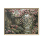 Framed Canvas Print – Secret Garden Archway Floral Landscape
