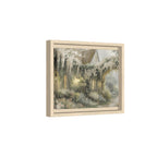 Framed Matte Canvas Print – Cottage Garden Pathway in Soft Floral Hues