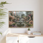 Mediterranean Garden Fountain Canvas — Framed Matte Wall Art