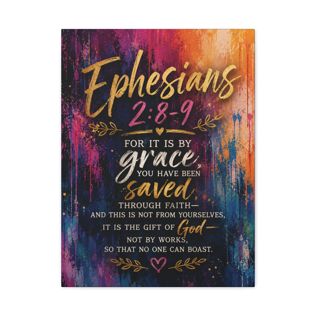Grace in Color™ – Ephesians 2:8–9 | Contemporary Christian Scripture Canvas