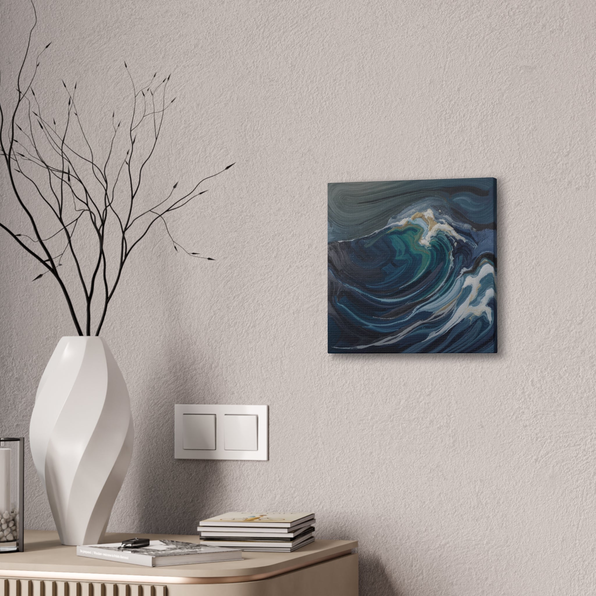 Ocean Wave Abstract Canvas Wall Art - Stretched 0.75"