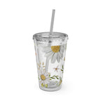 Daisy Floral 16oz Tumbler with Straw — Clear Sunlit Daisy Print