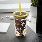 Daisy Floral 16oz Tumbler with Straw — Clear Sunlit Daisy Print