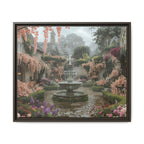 Mediterranean Garden Fountain Canvas — Framed Matte Wall Art