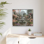 Mediterranean Garden Fountain Canvas — Framed Matte Wall Art
