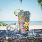 Floral Sunsplash 16oz Tumbler with Straw — Watercolor Wildflower Drink Cup