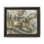 Framed Matte Canvas Print – Cottage Garden Pathway in Soft Floral Hues