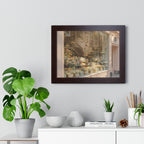 “Golden Hour Flower Boutique” Framed Poster: Pastel Flower Shop Wall Art | Soft Boutique Street Photography Print | Cozy European Aesthetic Decor