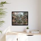 Mediterranean Garden Fountain Canvas — Framed Matte Wall Art