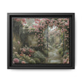 Framed Canvas Print – Secret Garden Archway Floral Landscape