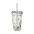 Daisy Floral 16oz Tumbler with Straw — Clear Sunlit Daisy Print