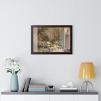 “Golden Hour Flower Boutique” Framed Poster: Pastel Flower Shop Wall Art | Soft Boutique Street Photography Print | Cozy European Aesthetic Decor