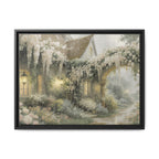 Framed Matte Canvas Print – Cottage Garden Pathway in Soft Floral Hues