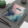 Marbled Teal & Pink Spiral Journal — Gold Accent Notebook