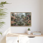 Mediterranean Garden Fountain Canvas — Framed Matte Wall Art