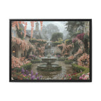 Mediterranean Garden Fountain Canvas — Framed Matte Wall Art