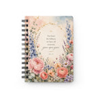 Floral Scripture Spiral Journal — "For from His fullness... grace upon grace"