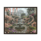 Mediterranean Garden Fountain Canvas — Framed Matte Wall Art