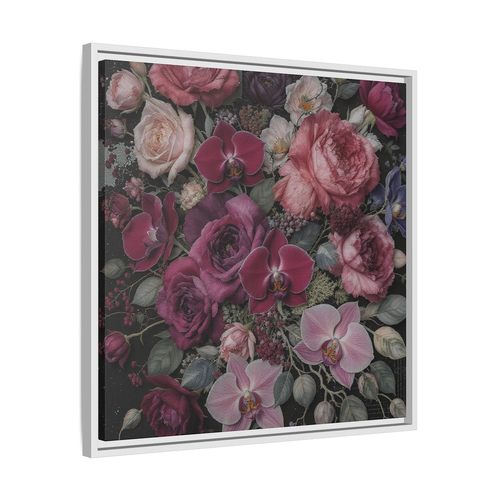 Framed Floral Canvas Print — Dark Romantic Bouquet Wall Art