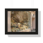 “Golden Hour Flower Boutique” Framed Poster: Pastel Flower Shop Wall Art | Soft Boutique Street Photography Print | Cozy European Aesthetic Decor