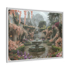 Mediterranean Garden Fountain Canvas — Framed Matte Wall Art