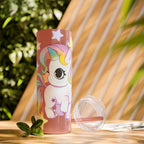 Unicorn Skinny Tumbler 20oz — Cute Pastel Rainbow Unicorn with Straw