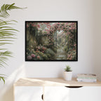 Framed Canvas Print – Secret Garden Archway Floral Landscape