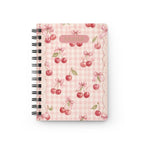 Cherry Gingham Spiral Journal — Pink Retro Cherry Notebook