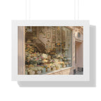 “Golden Hour Flower Boutique” Framed Poster: Pastel Flower Shop Wall Art | Soft Boutique Street Photography Print | Cozy European Aesthetic Decor