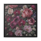 Framed Floral Canvas Print — Dark Romantic Bouquet Wall Art