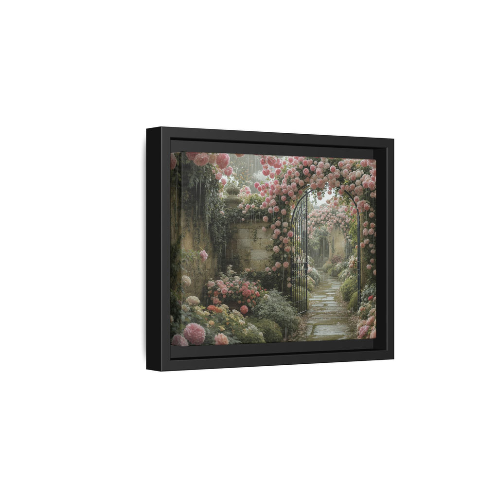 Framed Canvas Print – Secret Garden Archway Floral Landscape