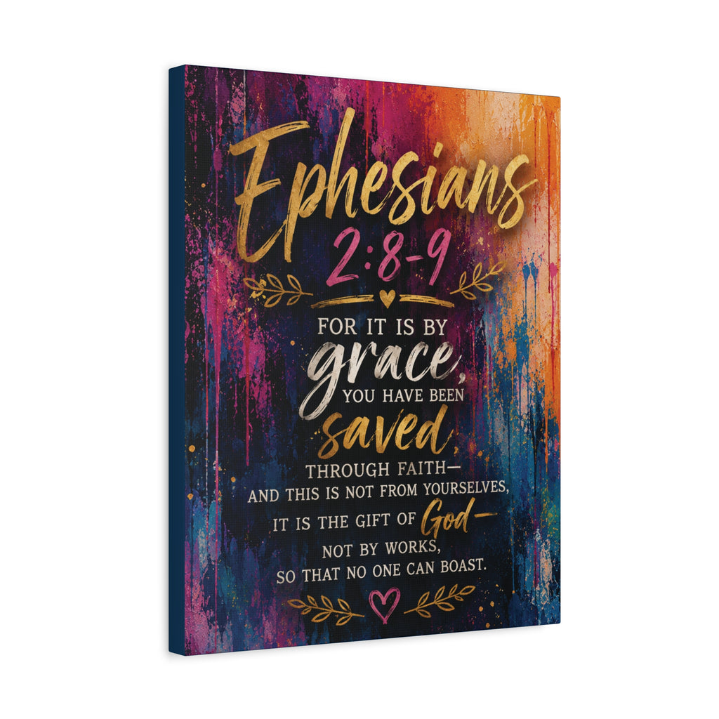 Grace in Color™ – Ephesians 2:8–9 | Contemporary Christian Scripture Canvas