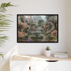 Mediterranean Garden Fountain Canvas — Framed Matte Wall Art