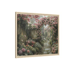 Framed Canvas Print – Secret Garden Archway Floral Landscape