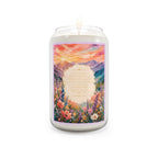 Soy Candle - Sunrise Mountain Floral Scented Candle with Inspirational Verse (13.75oz)