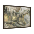 Framed Matte Canvas Print – Cottage Garden Pathway in Soft Floral Hues