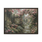 Framed Canvas Print – Secret Garden Archway Floral Landscape