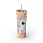 Unicorn Skinny Tumbler 20oz — Cute Pastel Rainbow Unicorn with Straw