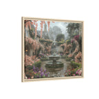 Mediterranean Garden Fountain Canvas — Framed Matte Wall Art