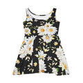 Daisy Floral Skater Dress — Black White Garden Print
