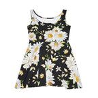 Daisy Floral Skater Dress — Black White Garden Print