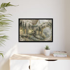 Framed Matte Canvas Print – Cottage Garden Pathway in Soft Floral Hues