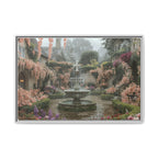 Mediterranean Garden Fountain Canvas — Framed Matte Wall Art