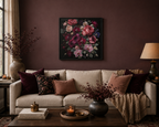 Framed Floral Canvas Print — Dark Romantic Bouquet Wall Art