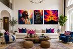 Grace in Color™ – Three Crosses at Sunset | Contemporary Christian Canvas
