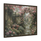 Framed Canvas Print – Secret Garden Archway Floral Landscape
