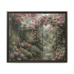 Framed Canvas Print – Secret Garden Archway Floral Landscape