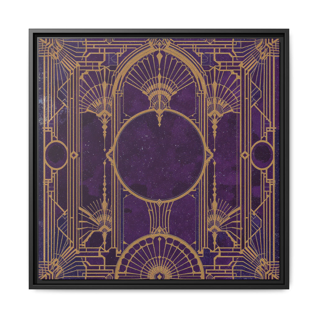Art Deco Purple Gold Framed Canvas Wall Art