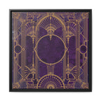 Art Deco Purple Gold Framed Canvas Wall Art