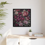 Framed Floral Canvas Print — Dark Romantic Bouquet Wall Art